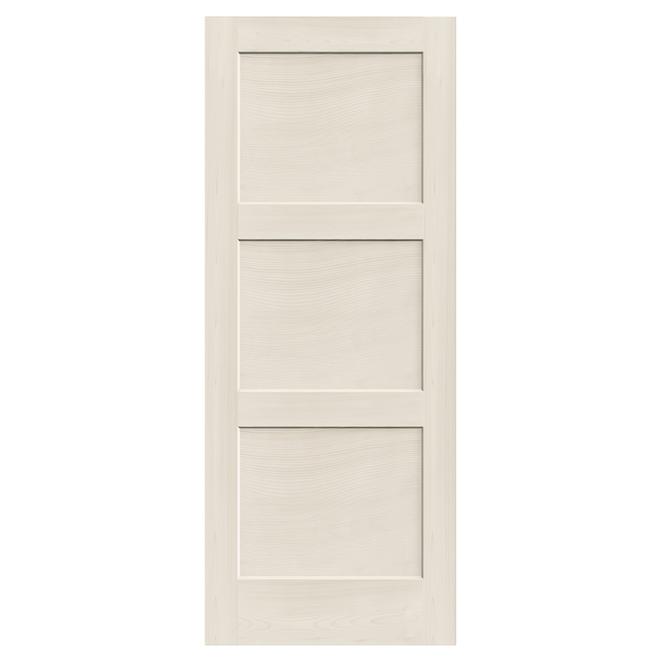 32-in x 80-in 3-Panel Shaker Primed MDF Solid Core Interior French Door