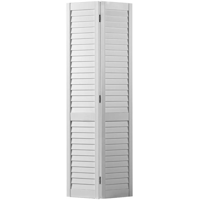 30-in x 80-in Plantation Louvered Primed Bifold Interior Door