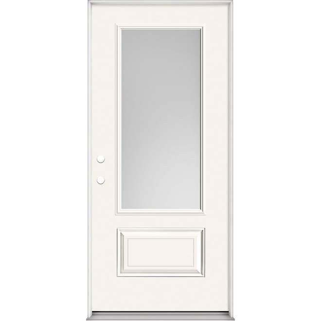 Metrie 32 x 80-in Steel 3/4-Lite Pearl Exterior Door with Right-Hand Inswing - Primed
