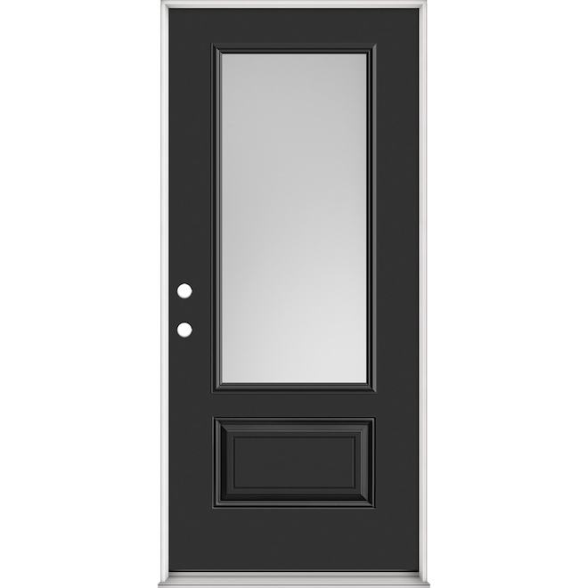 Metrie Exterior Steel Door with 3/4 Lite Righthand Swing 32 x 80-in - Black