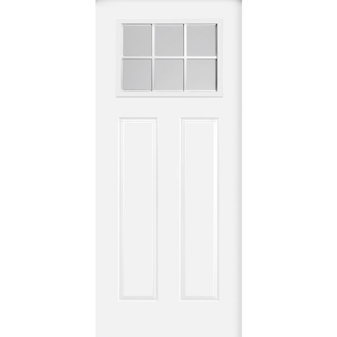 Metrie Exterior Steel Door with 1/4 Lite and 2 Panels Righthand Swing 34 x 80-in - White
