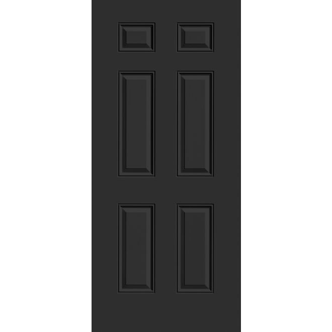 Metrie Exterior Steel Door with 6 Panels Lefthand Swing 34 x 80-in - Black