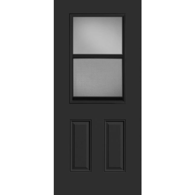Metrie Exterior Steel Door with 2 Panels and Window Lefthand Swing 34 x 80-in - Black