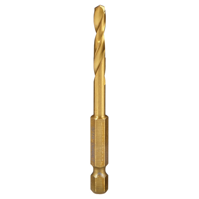 DEWALT Titanium Impact Ready Drill Bit - 3/16-in Dia x 3-in L - Pilot Point Tip - Hex Shank