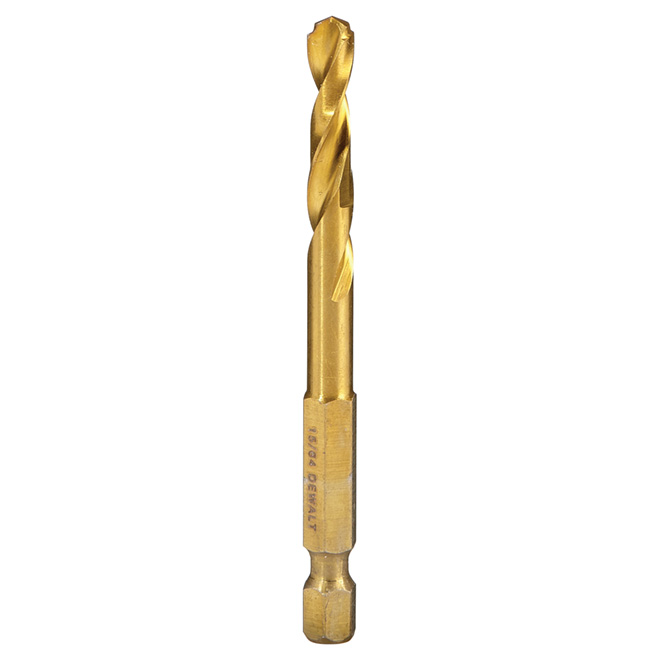 DEWALT Titanium Impact Ready Drill Bit - 15/64-in Dia x 3 5/32-in L - Pilot Point Tip - Hex Shank