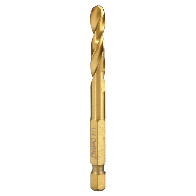 DEWALT Titanium Impact Ready Drill Bit - 1/4-in Dia x 3 3/16-in L - Pilot Point Tip - Hex Shank