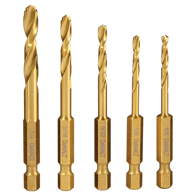 DEWALT Jobber Length Drill Bit - Set of 5 - Assorted Size - Titanium