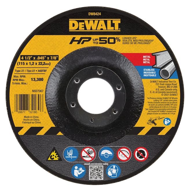 DEWALT 4 1/2-in x 0.045-in x 7/8-in Metal Cutting Wheel