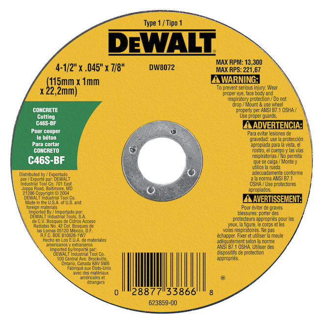 DEWALT 4 1/2-in Concrete/Masonry-Cutting Wheel