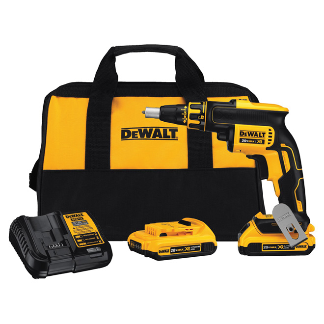 DEWALT 20-V Cordless Drywall Screw Gun Kit - 1/4-in Hex - Nosecone Lock - LED Light