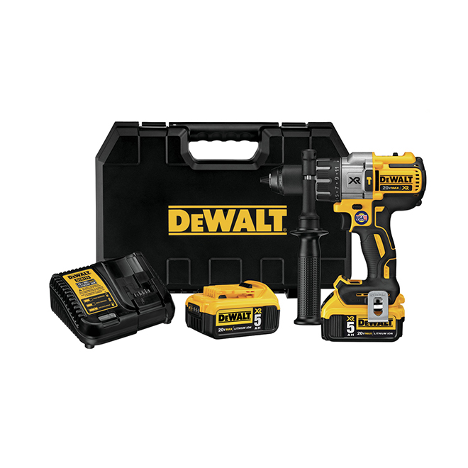 DEWALT XR 20-Volt Max 1/2-in Cordless Hammer Drill Kit - 2000 RPM - Brushless Motor - 3-Mode LED Light
