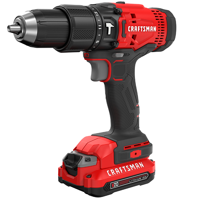 CRAFTSMAN V20 1/2-in Cordless Hammer Drill Kit with 20-Volt 1.3Ah Li-Ion Batteries - 1500 RPM - Keyless - 2-Speed