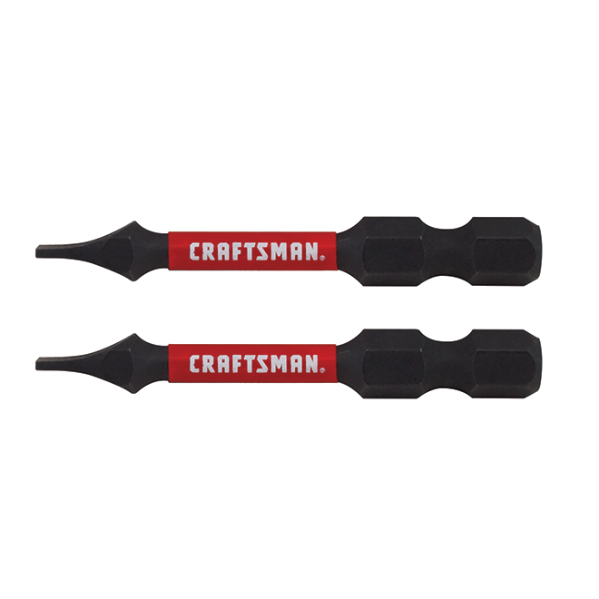 CRAFTSMAN Impact Rated Slotted Screwdriver Bits - 2-in - Black Oxide S2 Steel - Pack of 2
