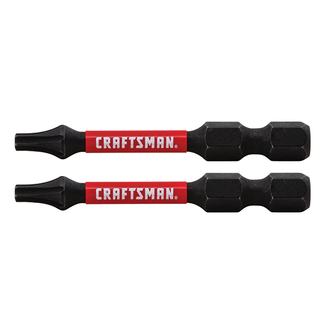 CRAFTSMAN Impact Rated Torx-Head Impact Screw Drive Bits - T15 x 2-in L - Hex Shank - Black - 2 Per Pack