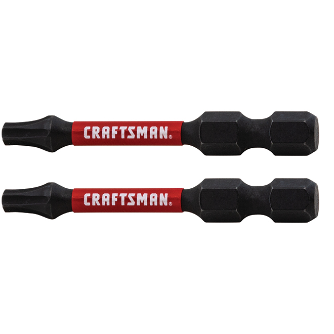 CRAFTSMAN Impact Rated Torx-Head Impact Screw Drive Bits - T20 x 2-in L - Hex Shank - Black - 2 Per Pack
