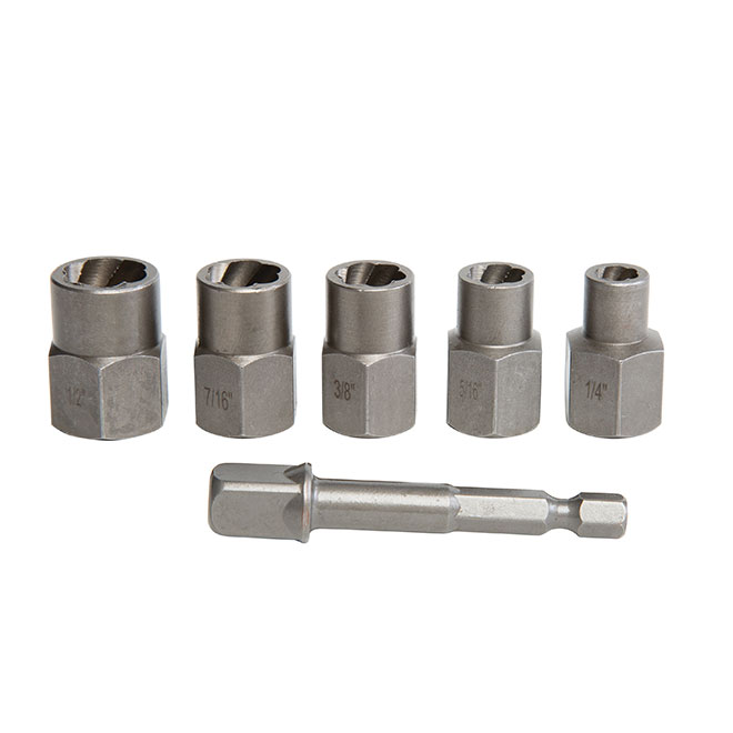 CRAFTSMAN Impact Ready 6-pc bolt Extractor Set - Reverse Spiral Flute - Hex - Carbon Steel