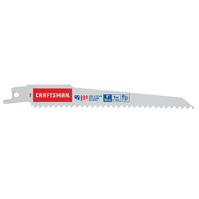 CRAFTSMAN Wood Cutting Reciprocating Saw Blade - Bi-Metal - Universal - 6-in L - 6 TPI