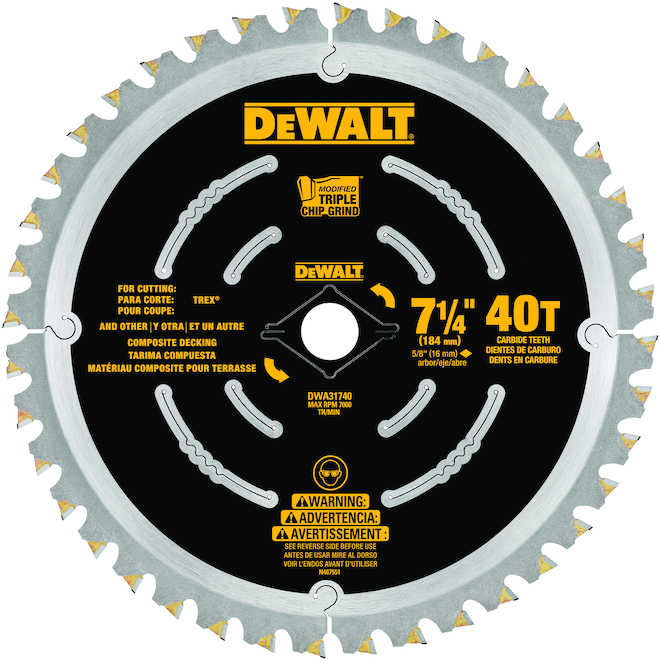 DEWALT 1-Pack 7-1/4-in 40-Tooth Dry Cut Standard Tooth Carbide Circular Saw Blade