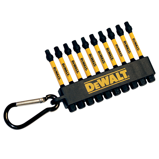 DEWALT 10-pc FlexTorq Impact Ready Mixed Bits Set with Carabiner - 2-in L - Hex Shank - Steel - Black