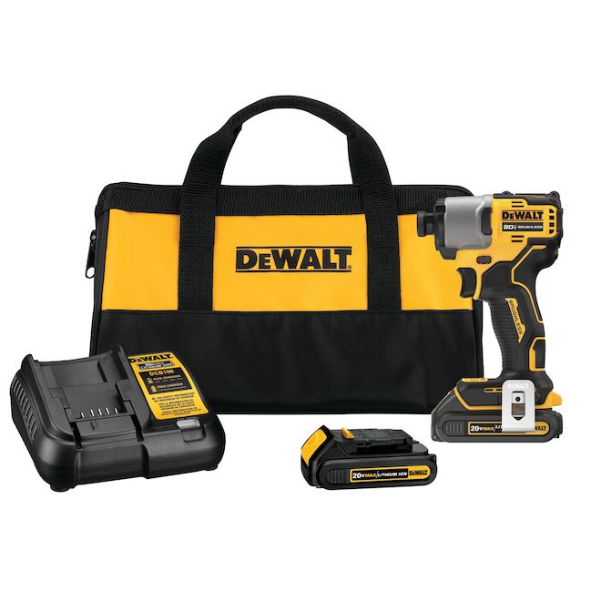 DEWALT 1/4-in Cordless Brushless Impact Driver Kit - 20 V 1.5 Ah Battery, Tool and Charger Included