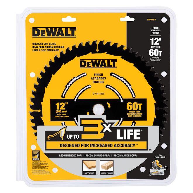 DEWALT 1-Pack 12-in 60-Tooth Dry Cut Only Standard Tooth Circular Saw Blade