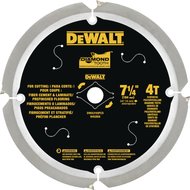 DEWALT 1-Pack 7-1/4-in 4-Tooth Dry Cut Only Standard Tooth Diamond Circular Saw Blade