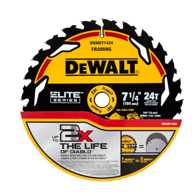 DEWALT 7-1/4-in 24-Tooth Dry Cut Only Standard Tooth Circular Saw Blade