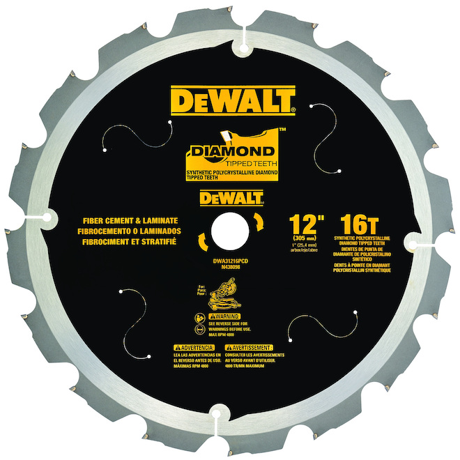 DEWALT 1-Pack 12-in 16-Tooth Dry Cut Only Standard Tooth Miter Saw Blades