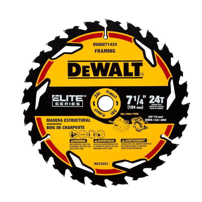 DEWALT 1-Pack 7-1/4-in 24-Tooth Dry Cut Only Standard Tooth Circular Saw Blade