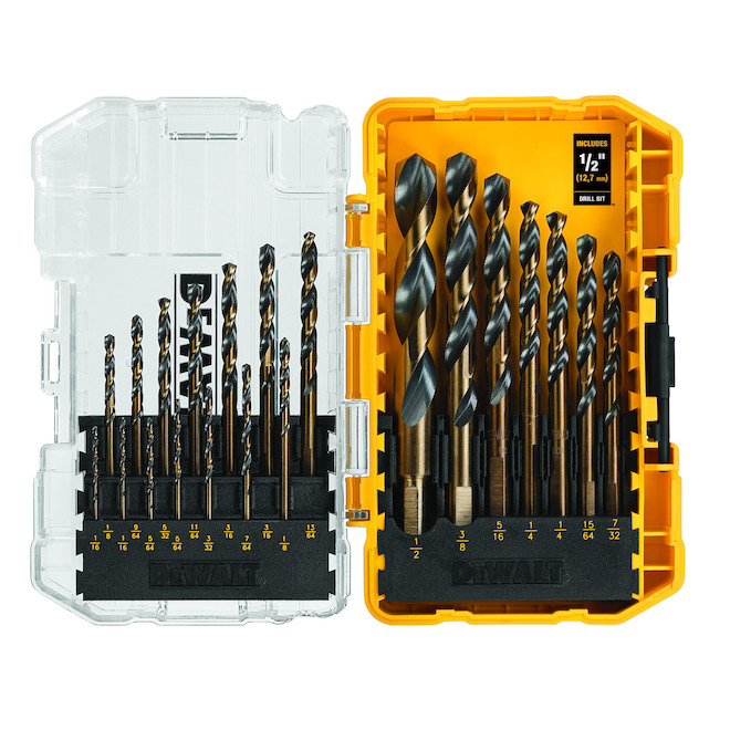 DEWALT Black and Gold 21-Piece Assorted Coated HSS Right Handed Twist Drill Bit Set