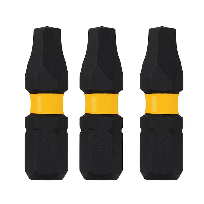 DEWALT Flextorq 3-Piece 1/4-in x 1-in Square/Robertson Impact Driver Bit