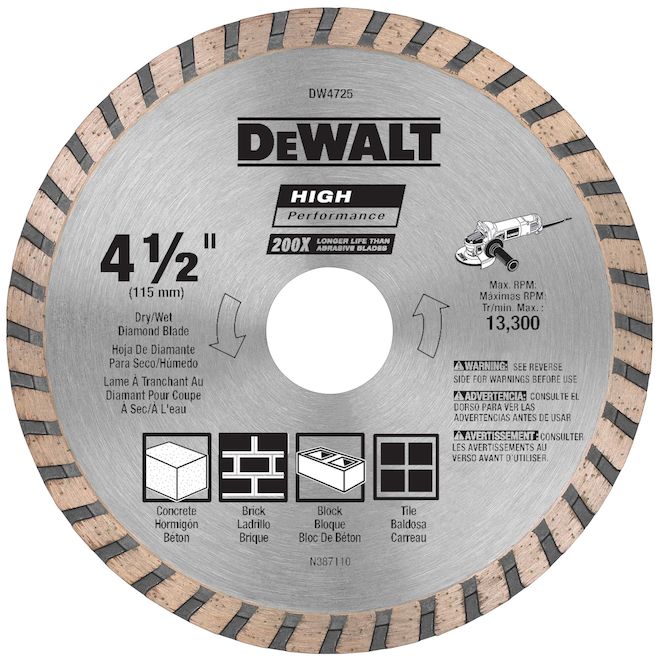DEWALT High Performance Diamond Blade for Angle Grinders - 4 1/2-in