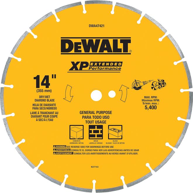 DEWALT XP Extended Performance Metal Diamond Blade for Circular Saws - 14-in