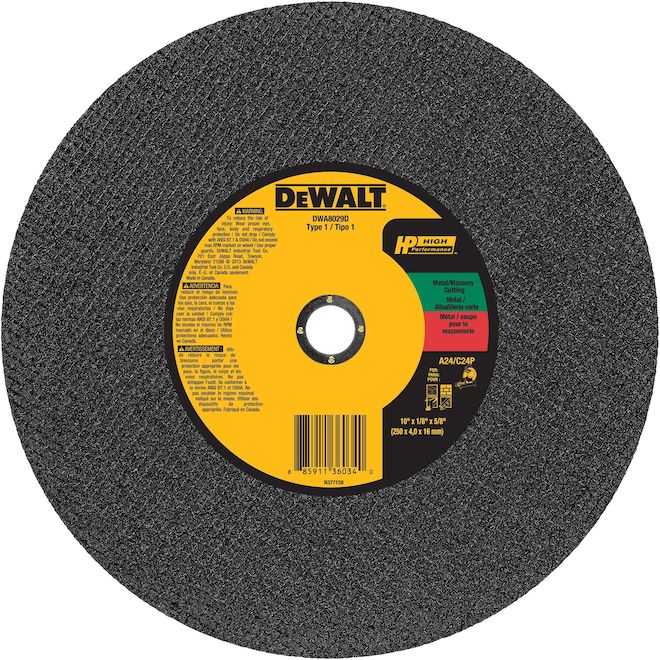 DEWALT High Performance Cutting Wheel for Circular Saws - 1/8 x 10-in