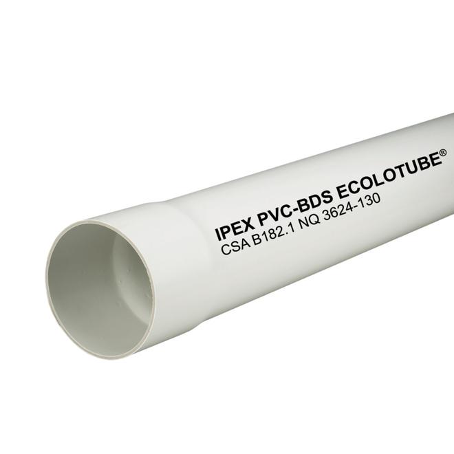 Ipex Ecolotube 4-in x 10-ft White PVC Solid Sewage Pipe with Bell End