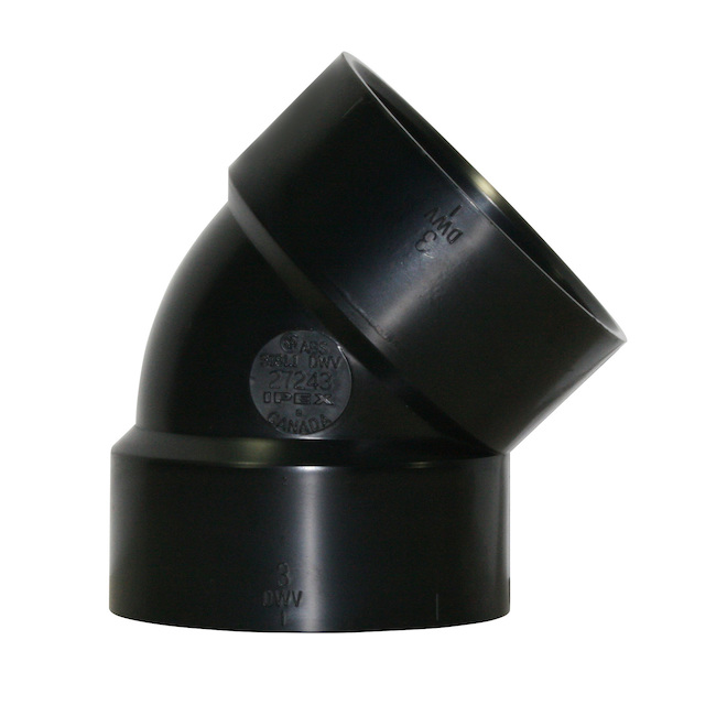 IPEX 4-in Black ABS 45° Short Turn Hub Elbow