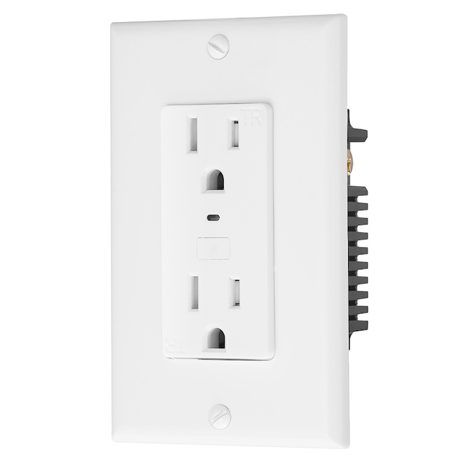 Globe Electric Wi-Fi Smart Double Receptacle Outlet - Voice Activated - White - 15-amp - 125-volt