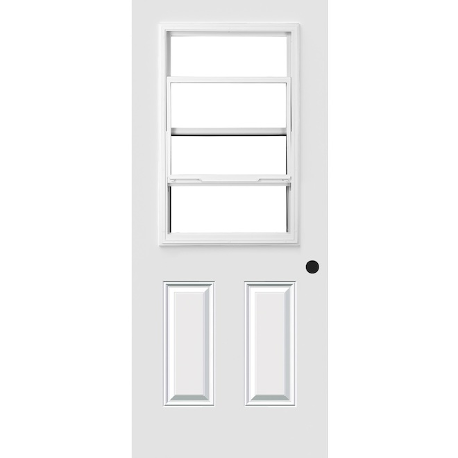 Portes A.R.D. Exterior Steel Door White Hung Window 34 x 80-in Left-Hand Swing