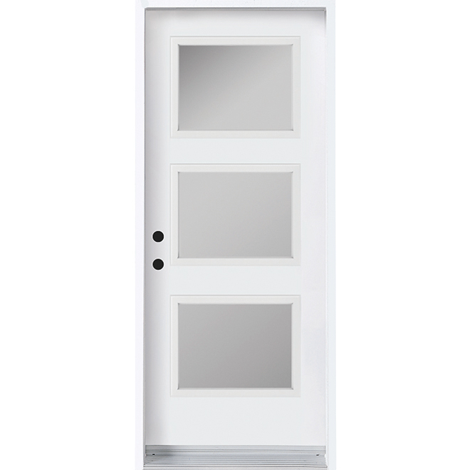 Portes A.R.D. 34 x 80-In 3 Etched-Glass Panels Steel Exterior Slab Door - Right-Hand Swing