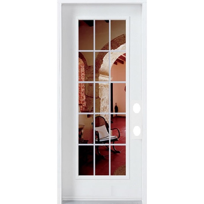 Portes Ard Left Hinge 15 Lite Door - Steel - 35.3-in x 82.5-in - White