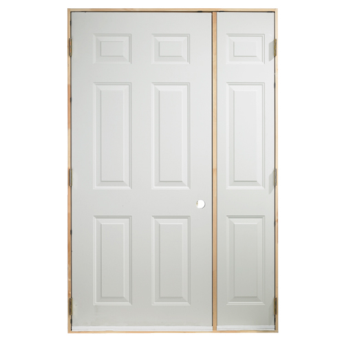 Portes ARD 50-in x 81.13-in 6-Panel White Steel Shed Door with Side Door