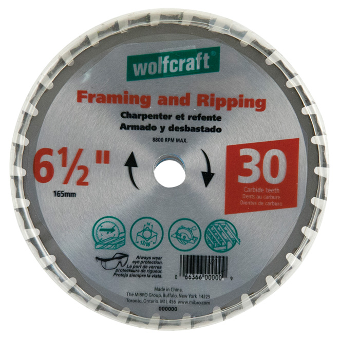 Wolfcraft Framing Circular Saw Blade - Carbide - 8800-RPM - 6 1/2-in dia