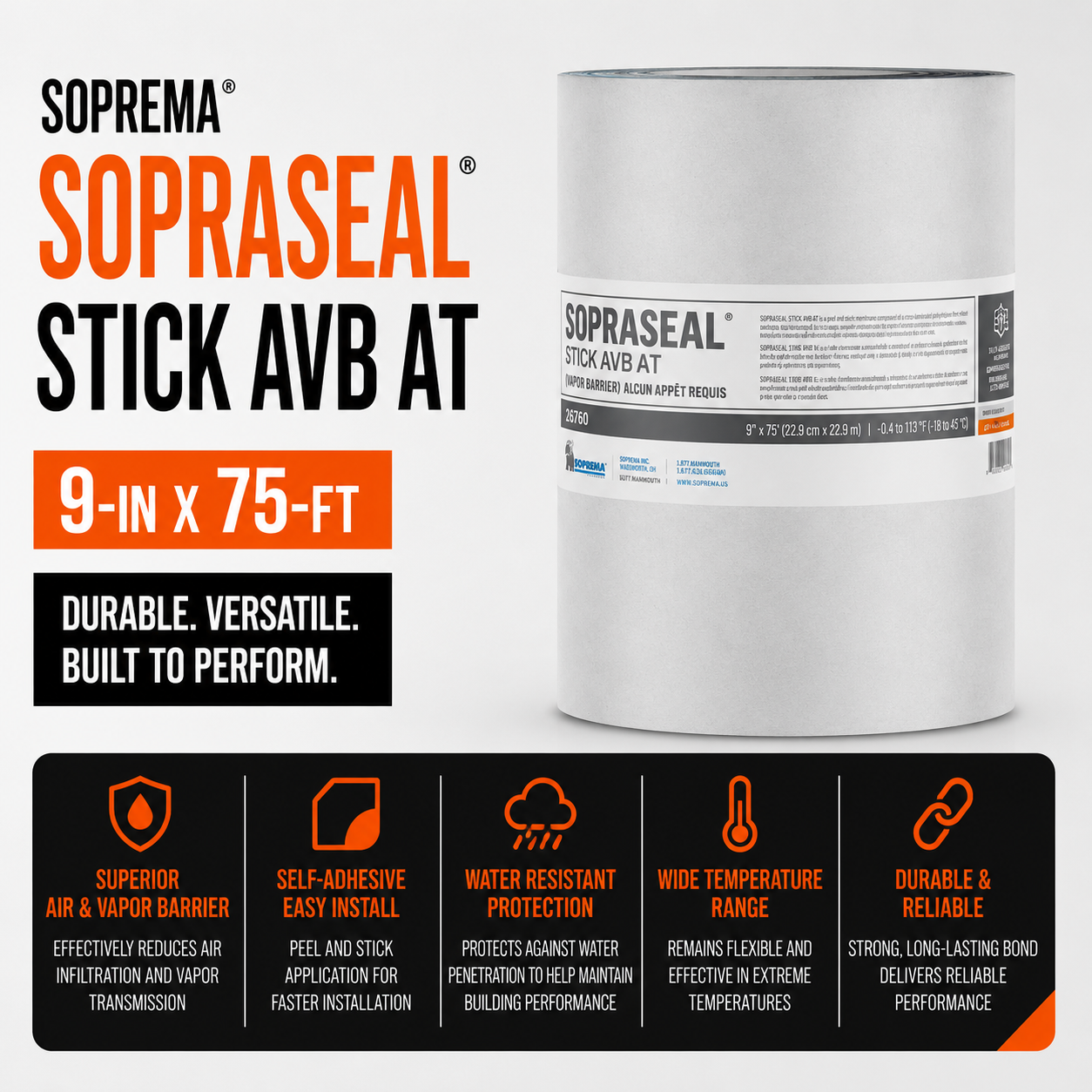 SOPREMA SOPRASEAL STICK AVB AT 9-in x 75-ft Acrylic Self-Adhesive Membrane