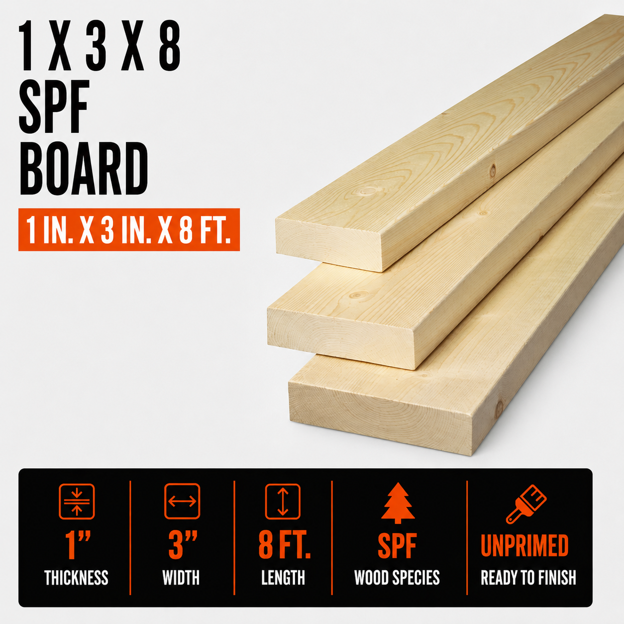 1-in x 3-in x 8-ft SPF