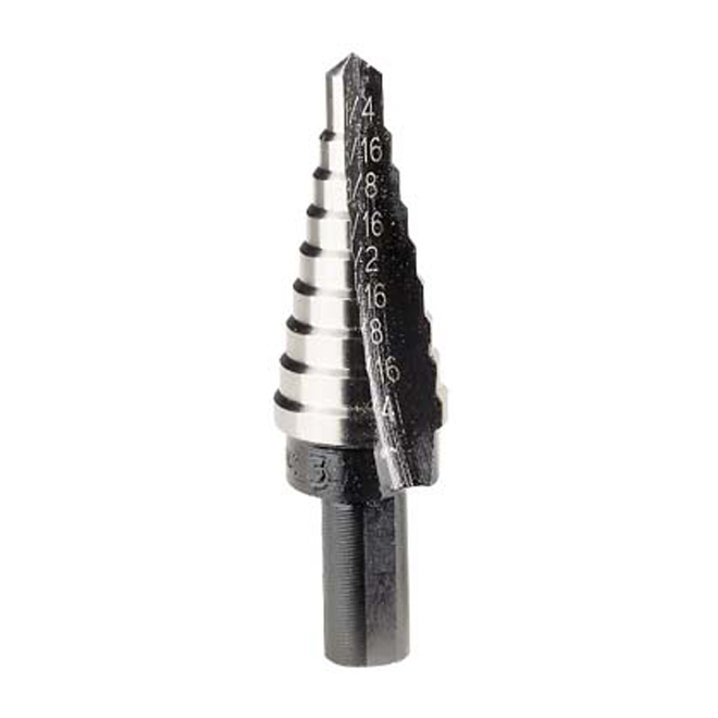 IRWIN Unibit Fractional Step Drill Bit - #3 3/8-in - Hex Shank - 9 Hole Sizes - Speed Point