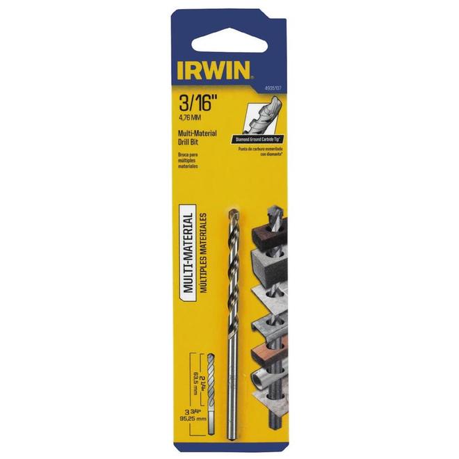 IRWIN 3/16-in x 3-3/4-in Round Rotary Drill Bit