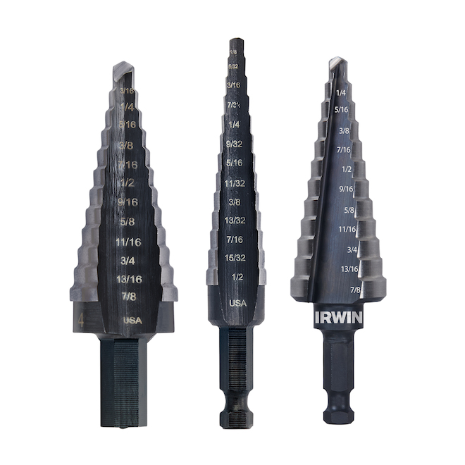 Irwin Unibit 12-Step Drill Bit Set - 3/16-in to 7/8-in - High Speed Steel - 3-Pack