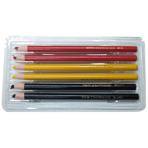 Richard Tile Marker 6-pc Set - Black - Yellow - Red - 6 1/2-in L