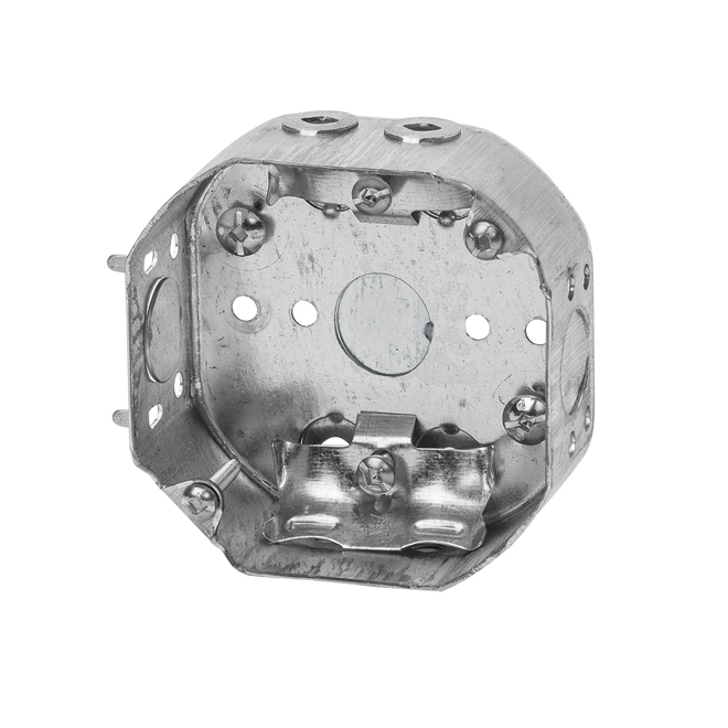 Iberville Octagonal Box in Steel 4 x 1 1/2-in with NMD90 Cable Clamps