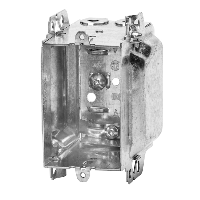 Iberville Device Box in Steel Gangable 3 x 2 x 2-in Bulged Sides and 4 Pryouts